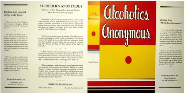 Figura 3: 1ª Edição do livro Alcoólicos Anónimos, 8ª impressão   Fonte: http://www.dustjackets.org/ 
