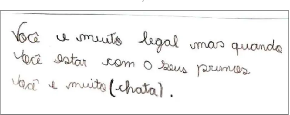 FIGURA 3  – Produção escrita 3: bilhete
