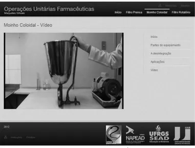 FIGURA 6 - EXEMPLO DE OA UTILIZANDO VÍDEO: OPERAÇÕES UNI- UNI-TÁRIAS FARMACÊUTICAS – MOINHO COLOIDAL
