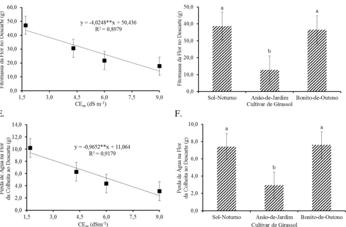 FIGURA  5.  Resultados  para  cultivares  de  girassol  cultivadas  em  hidroponia  de  baixo  custo  sob  estresse salino