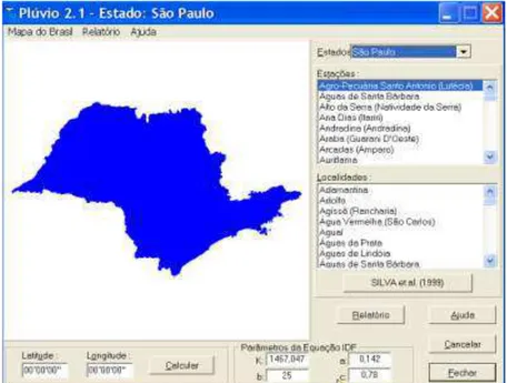 FIGURA 1. Tela do Programa Pluvio 2.1. Software screen of Pluvio 2.1 program. 