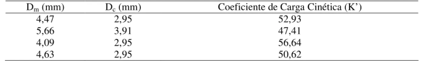 TABELA 6. Coeficiente  de  carga  cinética  (K’)  ajustado  para  cada  conjunto  microtubo/conector