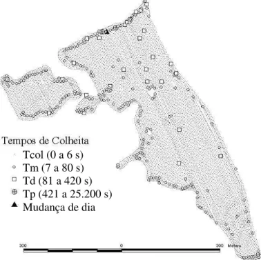 FIGURA  1.  Classes  de  diferenças  de  tempos  na  operação  de  colheita  no  talhão  4,  estabelecidos  para este estudo