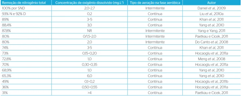 Tabela 6 – Estratégias de aeração encontradas na literatura.