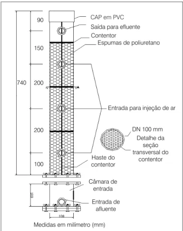 Figura 1 – Detalhes do reator com leito fixo e escoamento ascendente 