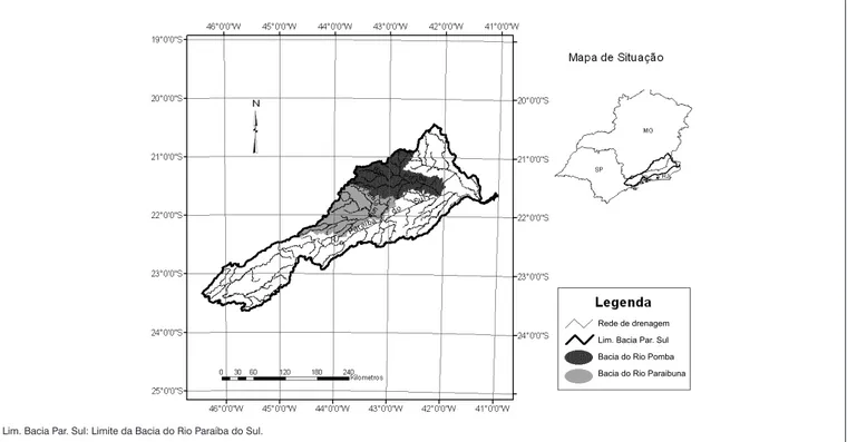 Figura 1 - Localização das bacias hidrográficas dos rios Pomba e Paraibuna