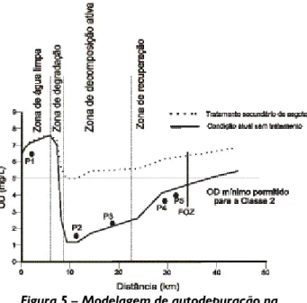 Figura 5 – Modelagem de autodepuração na  condição atual e com tratamento secundário  