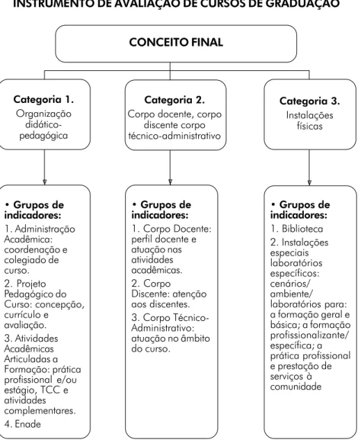 Figura 1 - Matriz orientadora do processo e suas categorias no instrumento de avaliação de cursos de graduação (INEP, 2006a, p