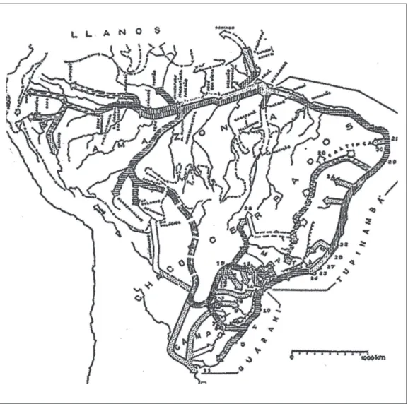 Figura  4  – Ramificação dos Tupinambá e dos Guarani pela Tradição Polícroma da  Amazônia.
