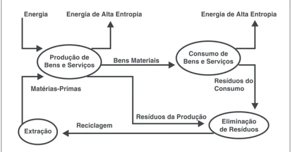 Figura 1 – Fluxos de matéria e energia pelo sistema econômico.