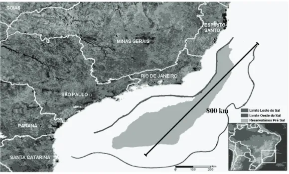 Figura 1 – Ilustração da área dos reservatórios do pré-sal.