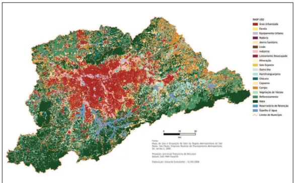 Figura 1 – Mapa de uso e ocupação do solo da Região Metropolitana de São Paulo.