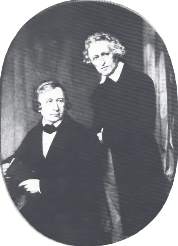 Foto de Wilhelm (sentado) e Jacob Grimm, feita em 1847 pelo fotógrafo alemão Hermann  Biow (1804–1850)