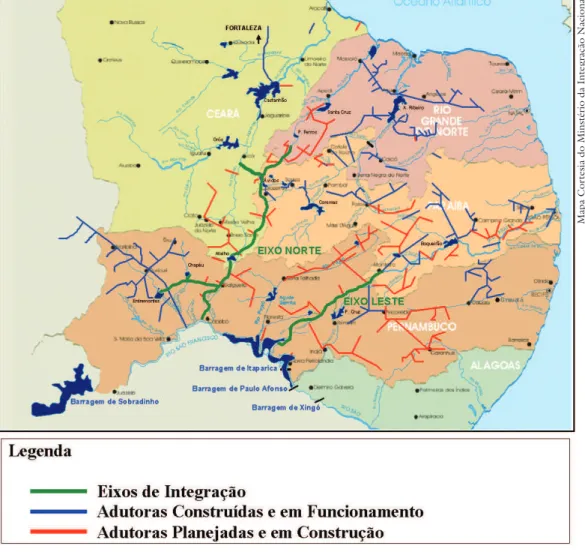 Figura  11  – Concepção geral do projeto – eixos, adutoras, reservatórios.