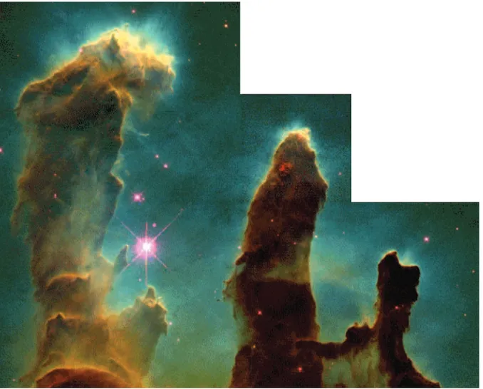 Figura 4 – Nebulosa M16, obtida com o telescópio espacial Hubble (cortesia Nasa).  Essa nebulosa nada mais é do que um berçário onde novas estrelas estão  nascendo