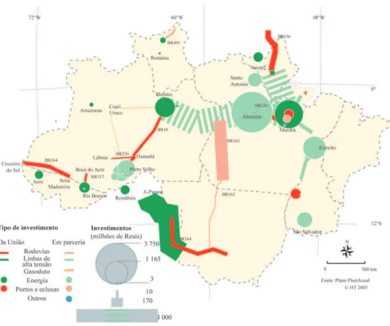 Figura 4 – Investimentos em infra-estruturas no Plano Plurianual 2004-2007