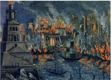 Figura 1  – O incêndio de Alexandria, de Hermann Göll (1876)   Fonte: Wikimedia commons 2