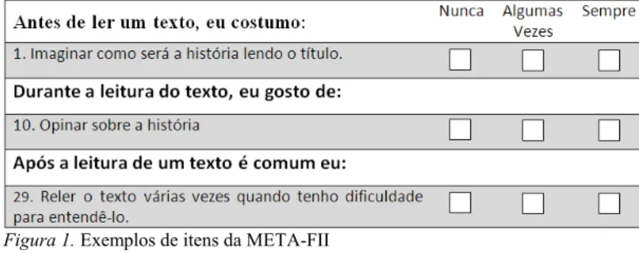 Figura 1. Exemplos de itens da META-FII 