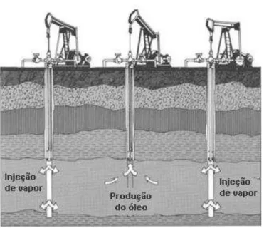 Figura 2.14 - Representação esquemática da operação de recuperação térmica por injeção contínua  de vapor