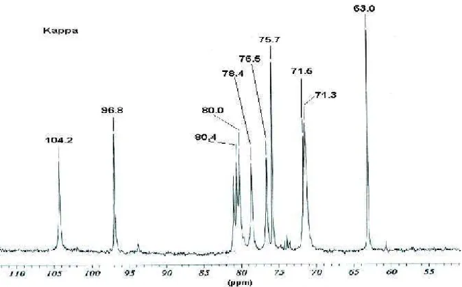 FIGURA 5: Espectro de RMN de  13 C da carragenana Kappa.