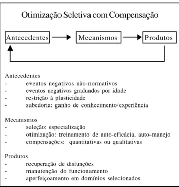 Figura 1. Modelo de otimização seletiva com compensação (conforme Staudinger, Marsiske, &amp; Baltes, 1995)