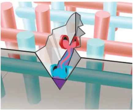 Figura 2.3 – Mecanismo de auto-reparo em materiais: rede vascular onde circula agentes de cura por  todo interior do material (Blaiszik, 2010)