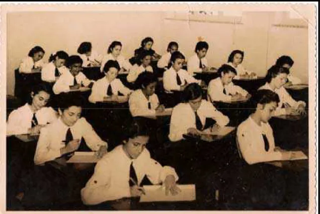 FOTO 10  í Normalistas em sala de aula [1954/1955?] í Instituto de Educação (atualmente E