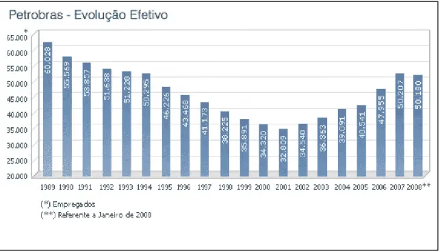 Figura 3 – Efetivo da Petrobras  Fonte: PETROBRAS, 2008d.  