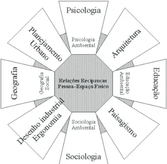 Figura 2. A inserção multilateral de diferentes sub-áreas de disciplinas no campo de Estudos Pessoa–Ambiente.