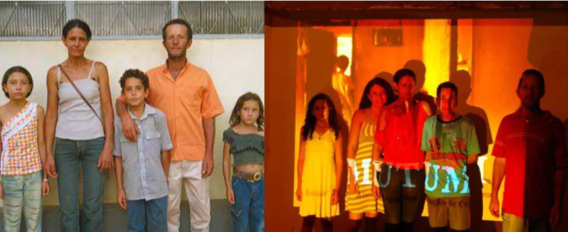 Figura  21  ” Fotografia (à esquerda) tirada por Sandra Kogut no dia em em que conheceu Thiago- Thiago-Miguilim e a família dele (em 2005)