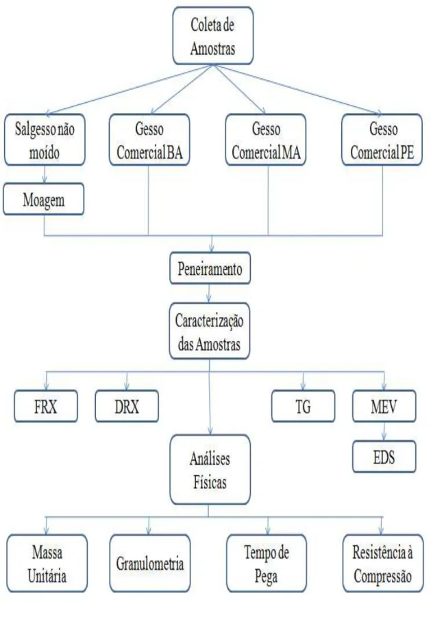 Figura 3.1: Fluxograma da metodologia experimental utilizada na dissertação 