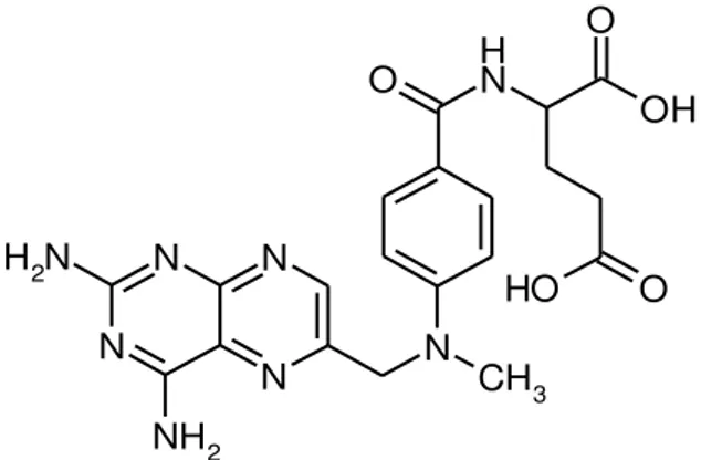 Figura 2. Representação esquemática da estrutura química do metotrexato. 