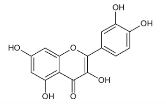 Figura 4: Estrutura química do flavonoide quercetina, isolado do extrato metanólico das follhas de    S