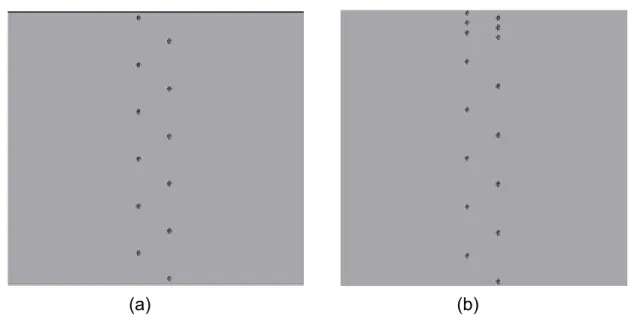 Figura 3.10 - Representação das impressões de microdureza. (a) amostras tratadas  em resistivo e (b) amostras tratadas em plasma