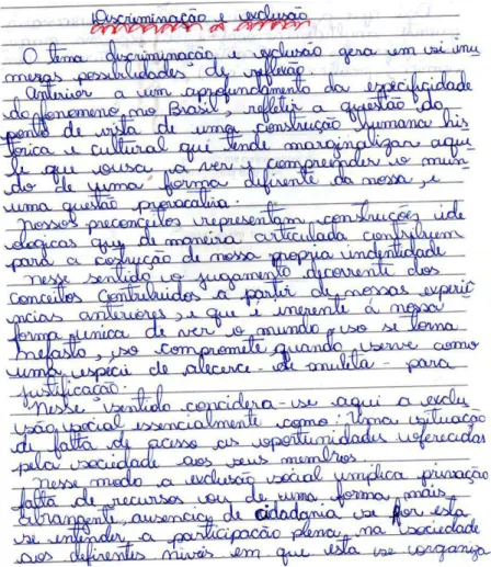 Figura 15: Texto sobre discriminação e exclusão. 