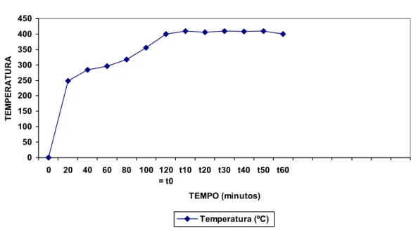 Figura 8. Valores de temperatura e tempo utilizados durante o tratamento da amostra 3