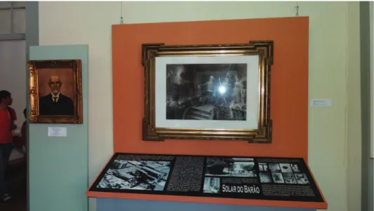 Figura 5: Na sala sobre a história de Jundiaí, o painel mostra  fotografias da casa tombada e conta sua história.