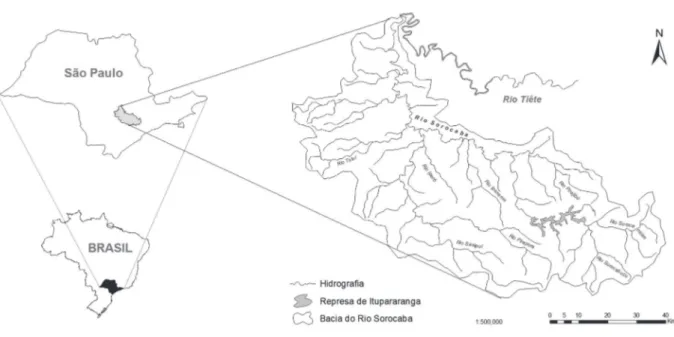 Fig. 1. Mapa da localização da represa de Itupararanga, na bacia hidrográfica do rio Sorocaba