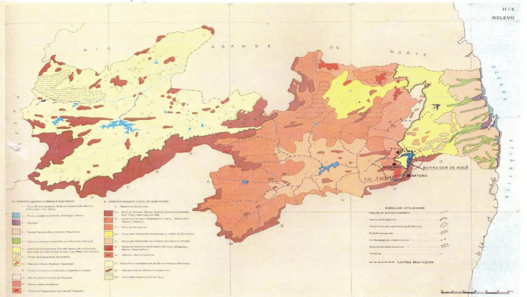 Figura 10: Relevo da Paraíba: destacando os Municípios da área de estudo e a Barragem de Acauã Organizado por Antonio Sérgio Tavares de Melo 