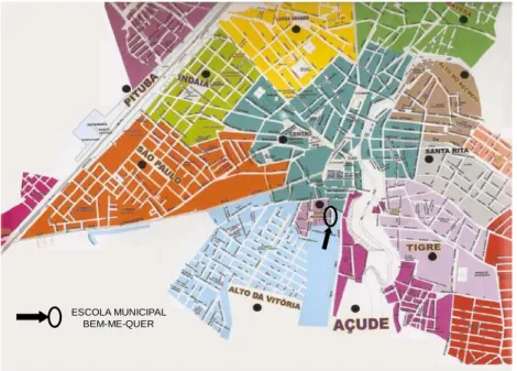 FIG. 3: Mapa da Localização da Escola Municipal Bem-me-Quer  Fonte: Prefeitura Municipal de Poções, 2007 