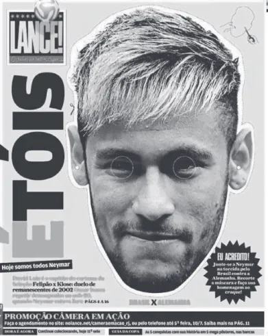 Figura 10 – Capa do Lance! de 08/07/2014,  dia do Brasil x Alemanha 