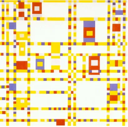 Figura 08 - Piet Mondrian -  “Broadway Boogie-Woogie” – 1943.  Fonte: http://www.artchive.com/artchive/M/mondrian/broadway.jpg.html 