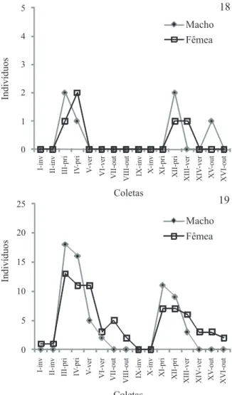 Figura 20. Preferência das espécies de Phoroncidia por microambientes em matas ciliares no sul do Brasil, coletadas entre 01 de agosto de 2007 a 06 de junho de 2009 (BC, borda do campo; IM, interior da mata; BR, borda do rio).