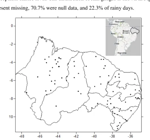 Figure 3.1. The rain gauge spatial distribution over the NEB. 