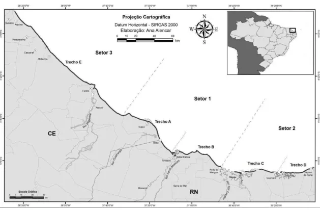 Figura 1 -  Localização da área de estudo, Costa Branca, RN, Brasil.  