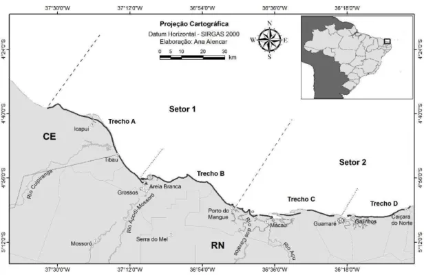 Figura 01. Localização da área de estudo, Costa Branca, RN, Brasil. 