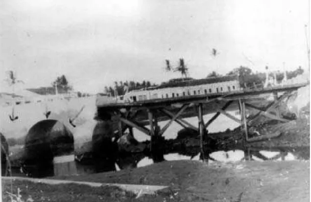 Fig. 15 –  Restos da antiga ponte de Macaíba, destruída em inundação do rio Jundiaí na década de 1950