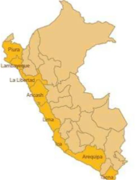 Figure 5:  Main capsicums producer's regions in Peru  Source: DGCA  – MINAG, Proinversión 