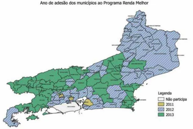 Figura  1  Ano  de  adesão  dos  municípios  do  Rio  de  Janeiro  ao  Programa  Renda  Melhor 4
