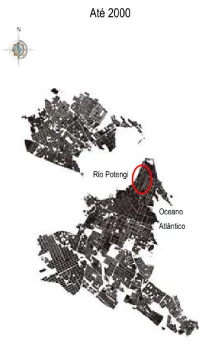Figura 10: Expansão da cidade do Natal até a década de 2000, a partir da  mancha urbana original